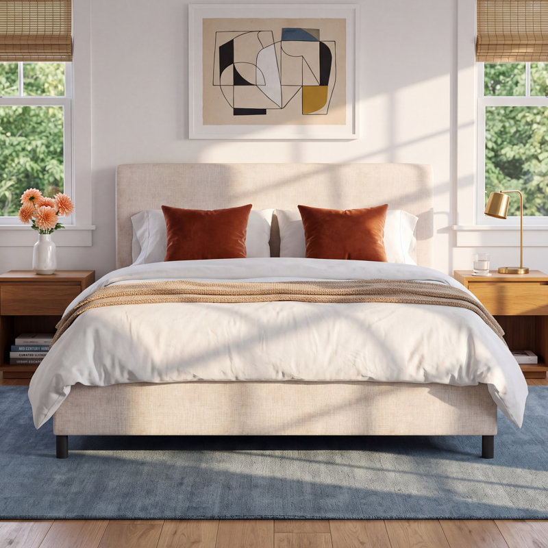 Eisley Upholstered Standard Bed, Queen, Classic Talc Linen