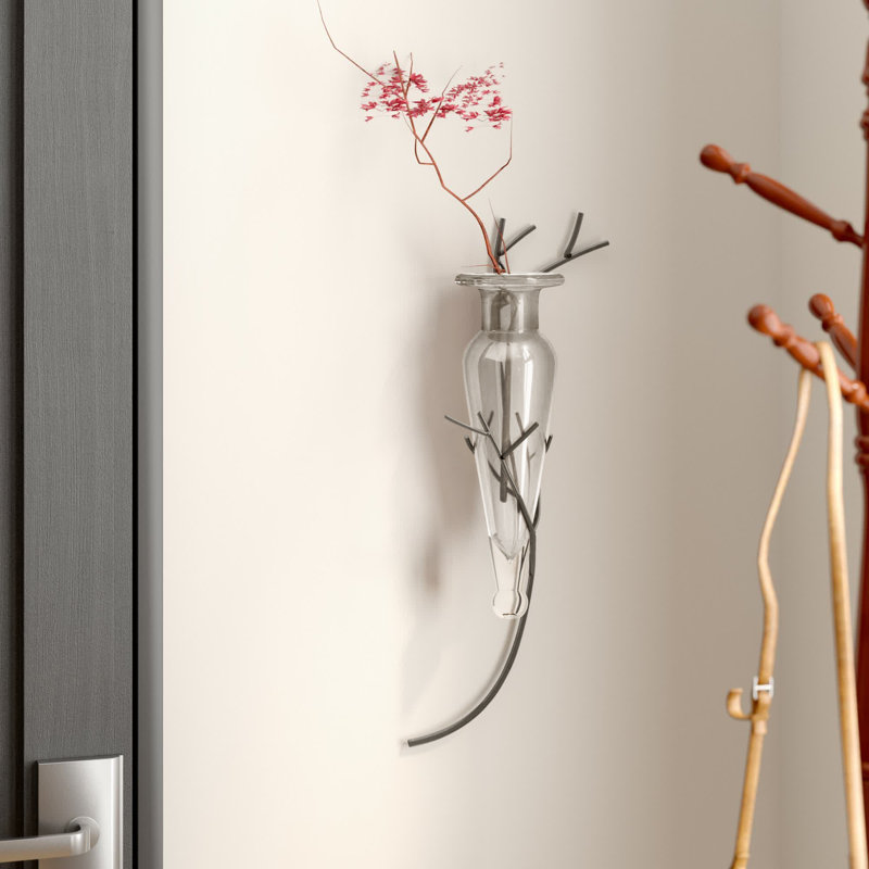 Vase mural en verre 22 ", Transparent