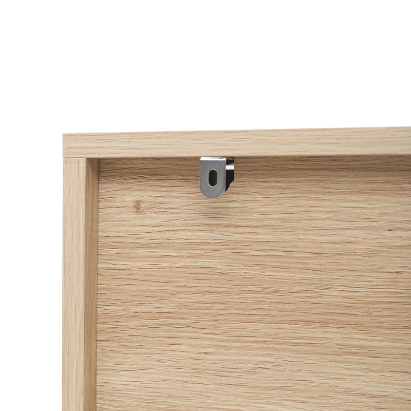 24 Inch Wide MDF Freestanding Shoe Storage Cabinet With 3 Flip Drawers, Natural