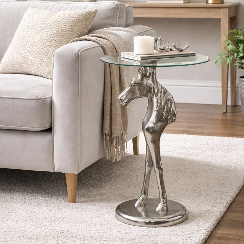 Equestrian Accent Table - Nickel Plated
