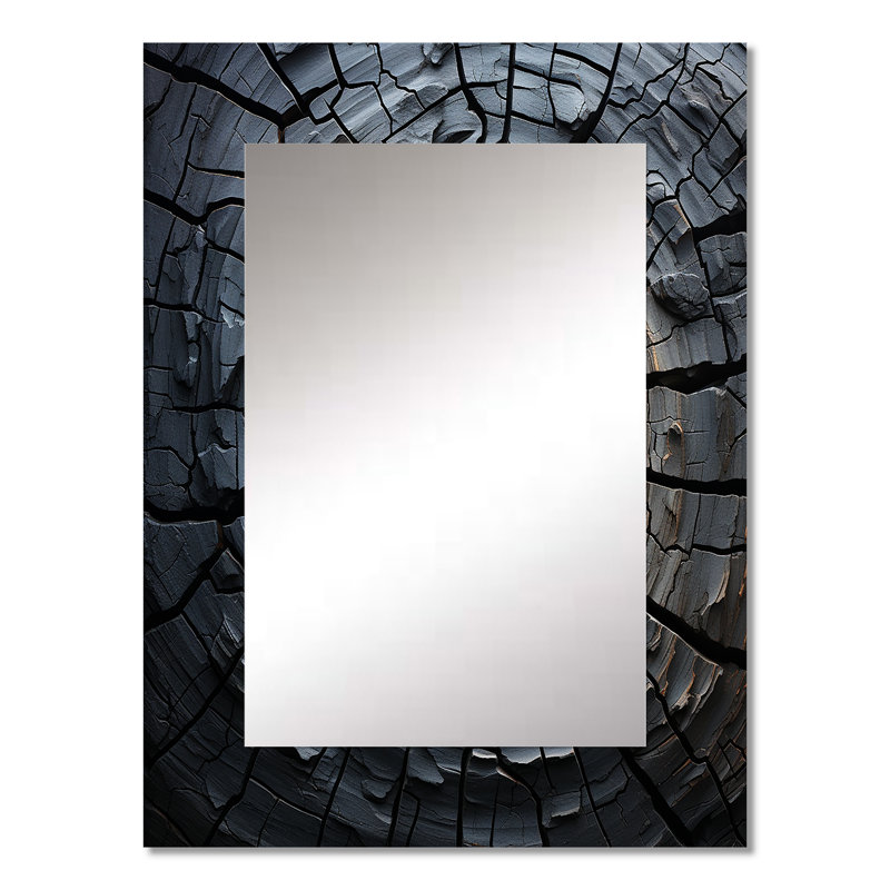 Spiritual Grey Geode Stone Minimalisme I - miroir mural décoratif en pierre spirituelle, miroir traditionnel, impression d'art en métal
