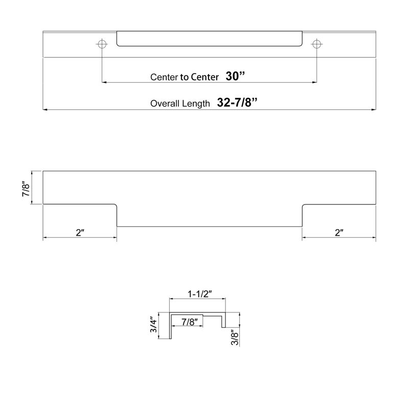 Dowell Kitchen Cabinet Finger Pull, 30", Black