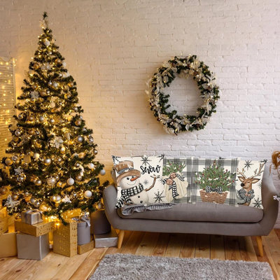 Housses de coussins de Noël, housses de coussins décoratifs des fêtes, décorations festives pour canapé et canapé