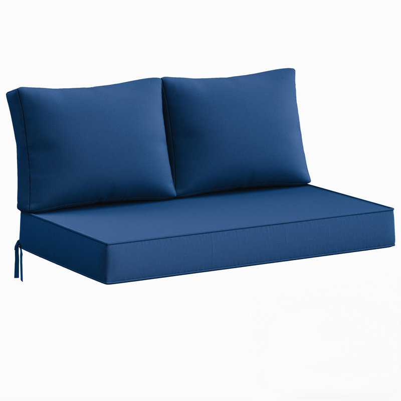 Wynee Outdoor 5'' Loveseat Cushions Bench Seat / Back Cushion, Only Cushions, Blue