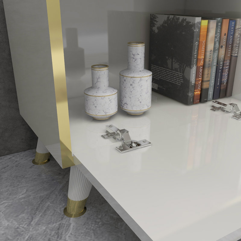 TV Stand with Storage for TVs up to 75" Adames, White/Gold