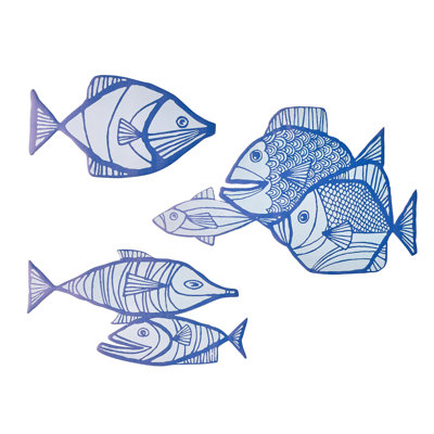 Reyn Spooner Kona Coast By Fishes Wall Decor Set Of 3 - 18" X 16" In Blue