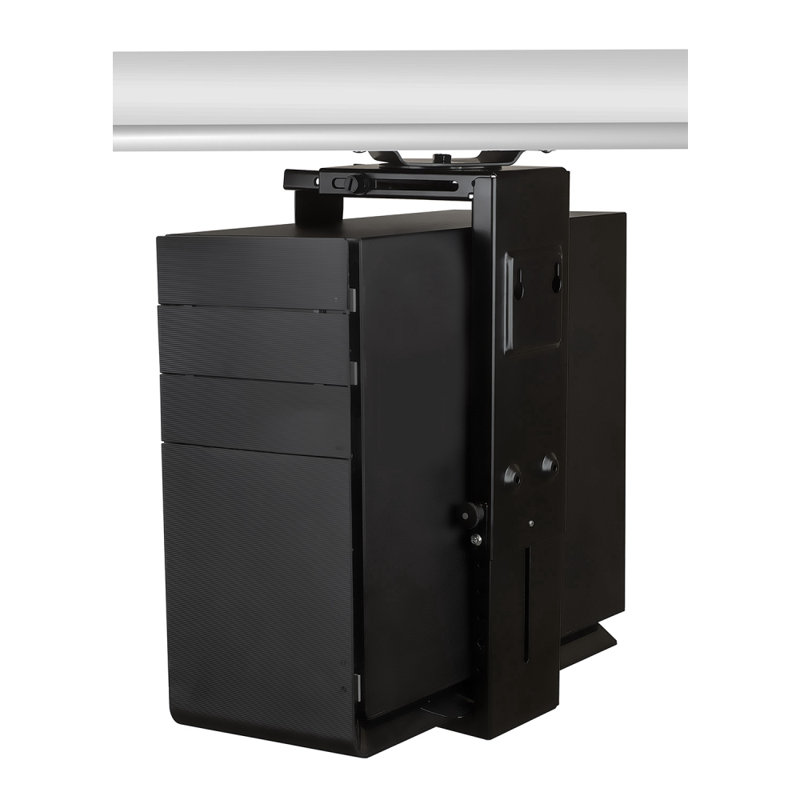 Black Adjustable Wall or Under Desk CPU Mount