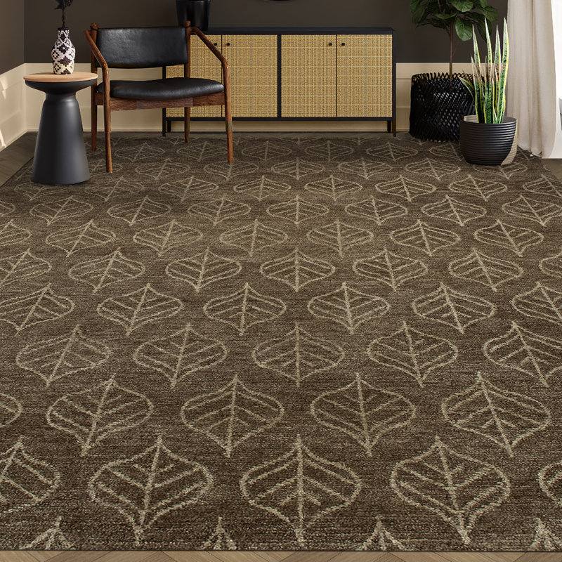 Wool Floral Area Rug, Rectangle 3' x 5'