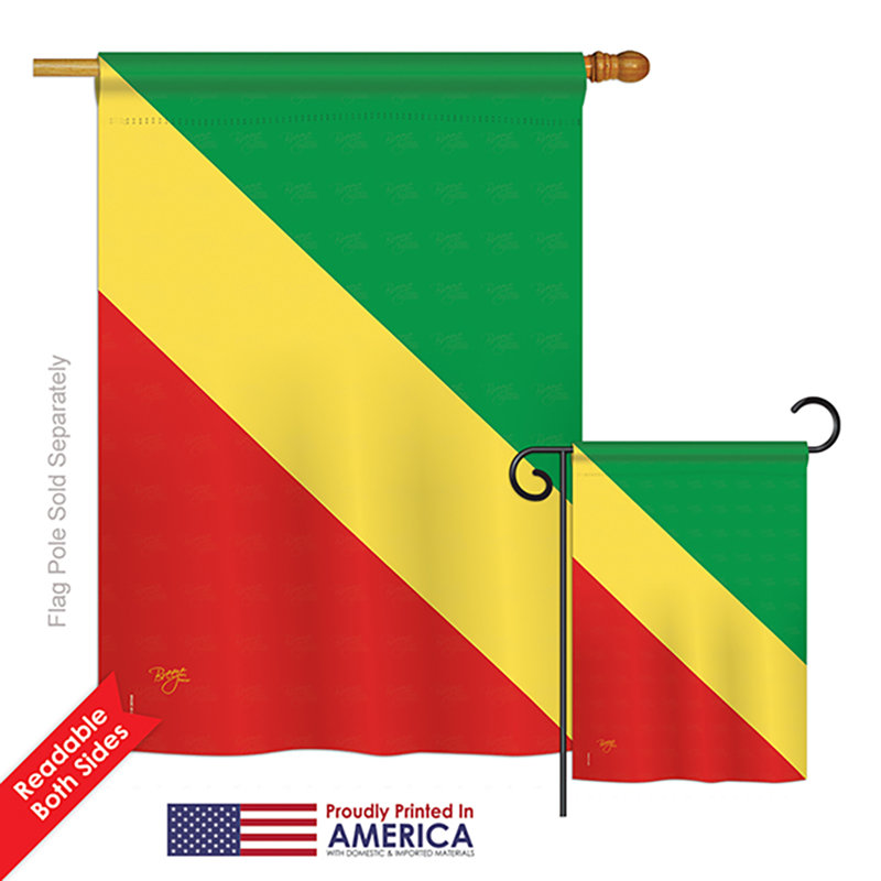 Drapeau de polyester vertical décoratif 2 côtés au congo du monde