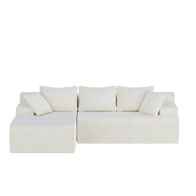96" L-Shaped Boneless Modular Cloud Couch Sectional Sofa by Mercer41