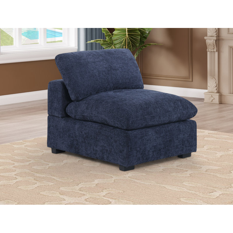 Module modulaire sans accoudoirs pour canapé modulaire Ashari, Polyester bleu foncé