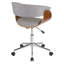 Chaise de bureau en bois de noyer et tissu gris clair