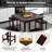 Ebern Designs 5 Pcs Bar Table Set Square Dining Table & 4 Pvc Leather Upholstered Bar Stools-1828303452