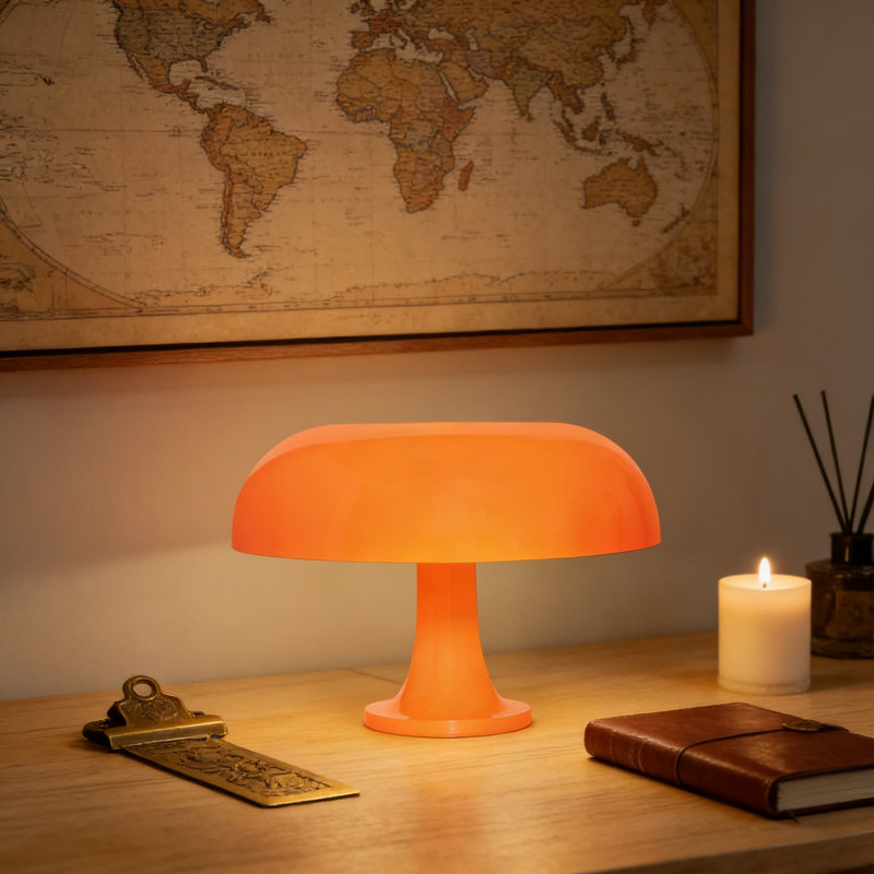 Lampe de table champignon moderne pour chambre à coucher, lampe de table de chevet esthétique Mid-Century avec ampoule blanche chaude remplaçable 2700K, prise électrique, décoration intérieure élégante