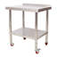 Table de préparation en acier inoxydable, table de travail en métal robuste de 30 po x 24 po x 35 1/2 po, capacité de charge de 440 lb avec tablette de dosseret réglable et 4 roulettes, poste de travail commercial pour restaurant de cuisine