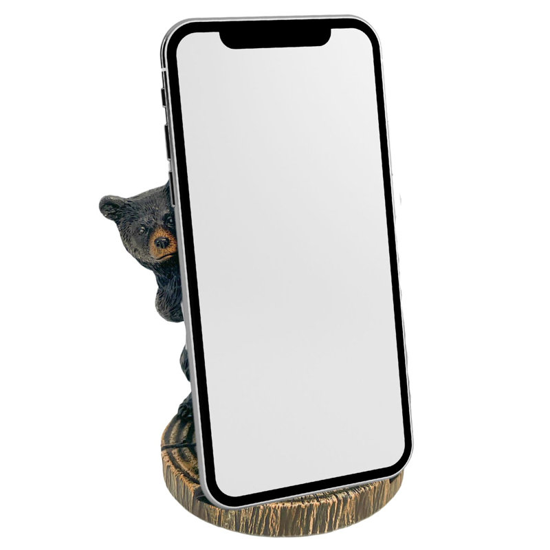 Resin Whimsical Bear Cell Phone Stand Peeking Bear Design with Phone Dock and Mail Holder Function