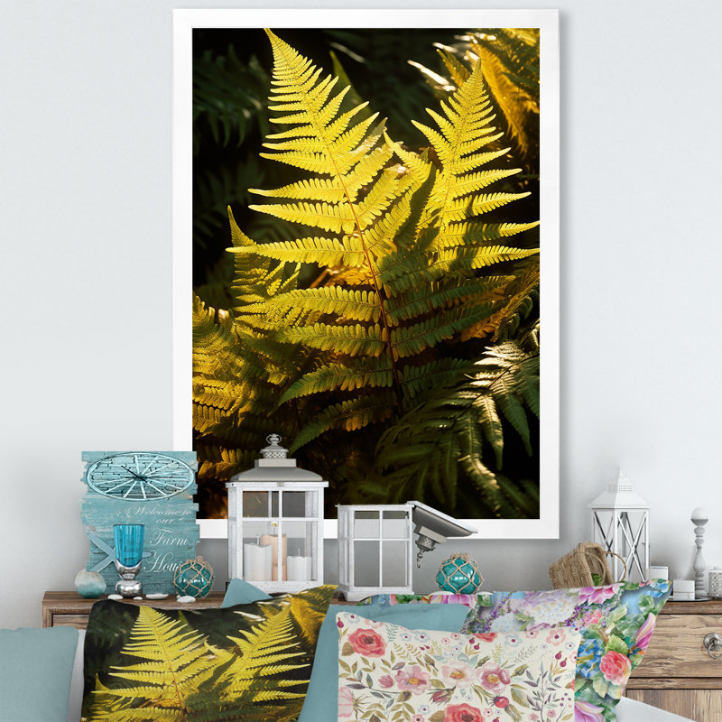 «Wonderland Ferns in Green World», reproduction sur toile, Encadrement doré, H 44 po x l 34 po