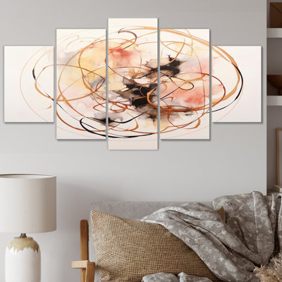 Hypnotic Tension Vintage Watercolor I - Abstract Shapes Reproduction d'art mural - 5 panneaux