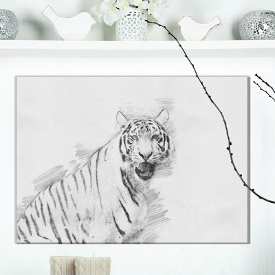 «Tiger in Black and White», reproduction d'art sur toile tendue