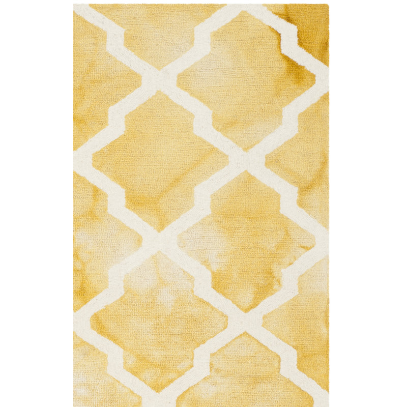 Dip Dye Hand Tufted Wool Geometric Rug, Square 7'