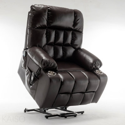 Fauteuil relevable pour personne grande et grande avec des pieds peu pratiques: canapé relevable en mousse haute densité avec chaleur et massage, 2 poches, 2 porte-gobelets, 2 télécommandes, moteur