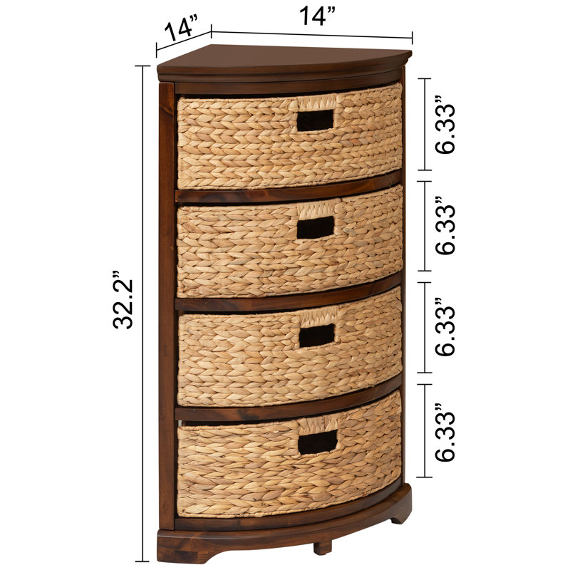 4 tiroirs de rangement en bois massif, Noyer