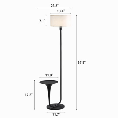 Lampe rétro sur pied 57,5 "en métal noir avec table d'appoint