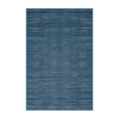 Machine Washable Solid Blue Area Rug