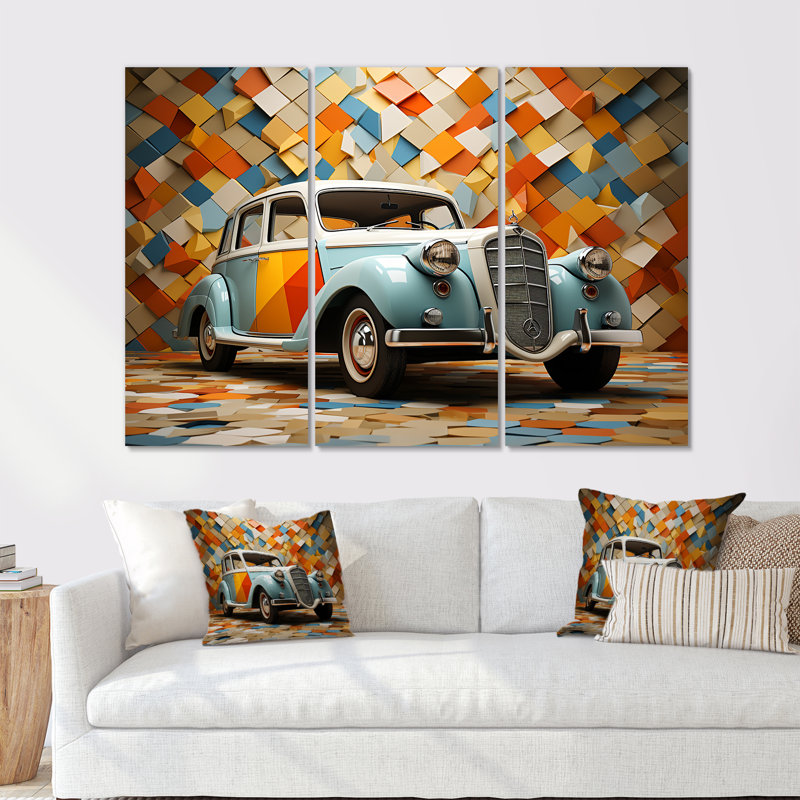 Cubist 1950S Car Vintage Evolution I - Car Vintage Wall Art, ensemble, H 28 po x l 36 po x P 1 po