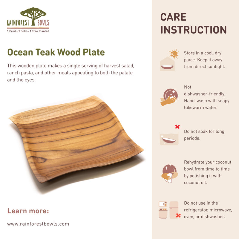 Ocean Teak Wood Plate  (Set Of 2)