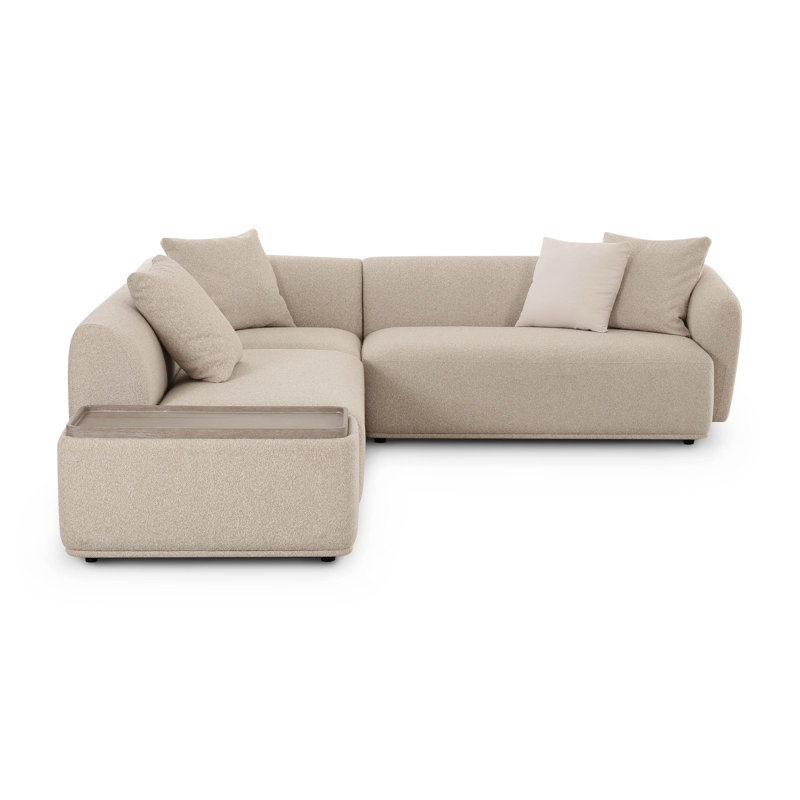  Sylvie Cream Boucle 4-Piece Left Chaise Sectional, Left