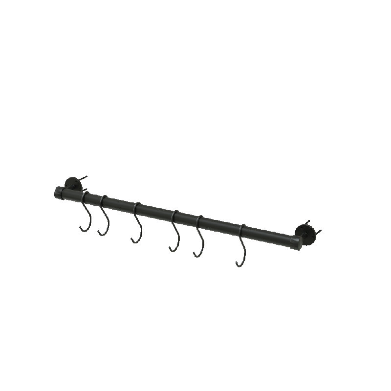 Support à casseroles mural en laiton, H 3,94 po x l 25,38 po x P 2,87 po, Noir