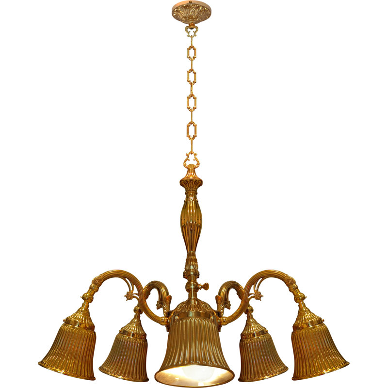 Espy 5 - Light Candle Style LED Chandelier, Bright Gold