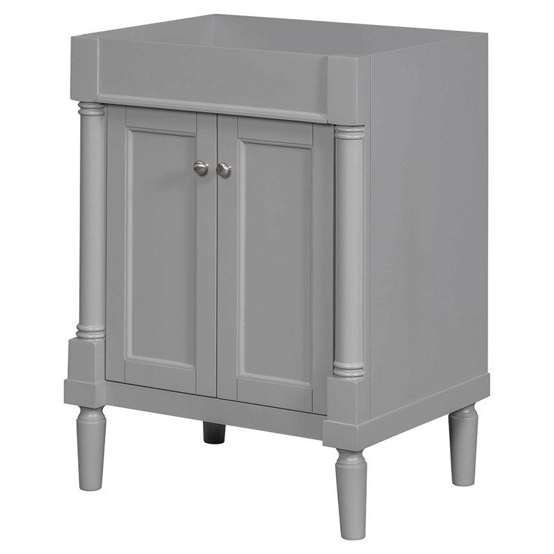 Meuble-lavabo de salle de bain moderne sans lavabo 2 niveaux, Gris