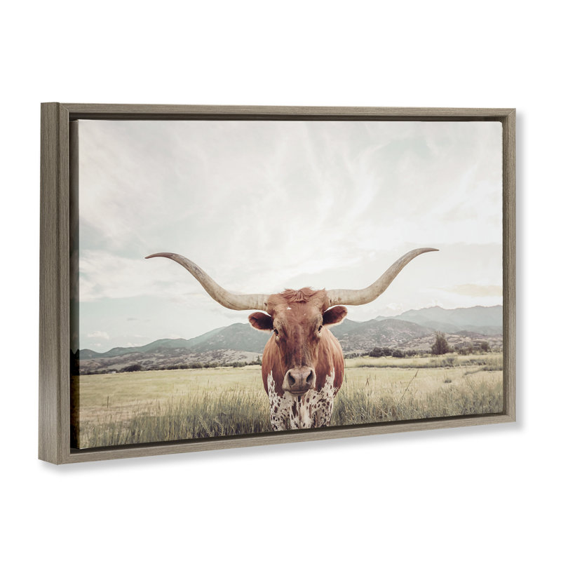 Cadre flottant Longhorn Portrait, H 17 po x l 25 po, Cadre flottant orme Montalcino
