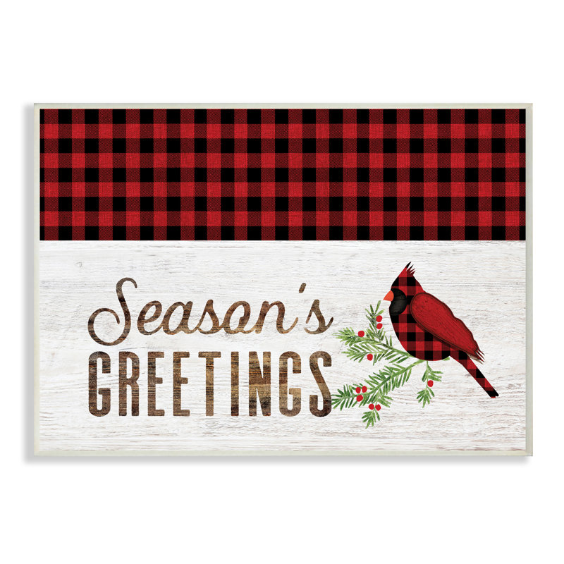 Seasonal Greetings Expression Cardinal rouge, Bois naturel, H 13 po x l 19 po