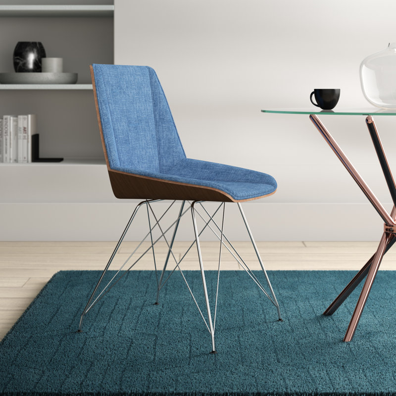 Lockard 46cm H Polyester Blend Upholstered Side Chair, Blue