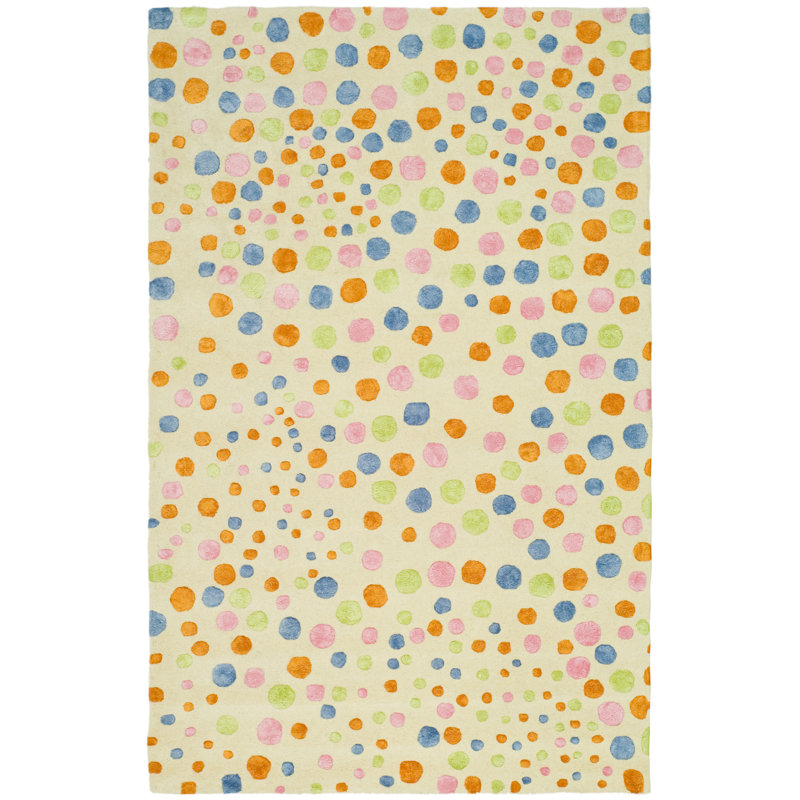Amier Hand Tufted Wool And Viscose Polka Dots Rug, Rectangle 5' x 8'
