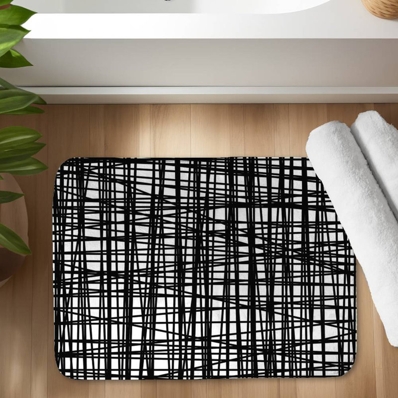 Abstract small stripes Bath Mat with Non-Slip Backing - Quick Dry Memory Foam Bathroom Rug - Absorbent - Modern Plush Spa-Style - Machine Washable