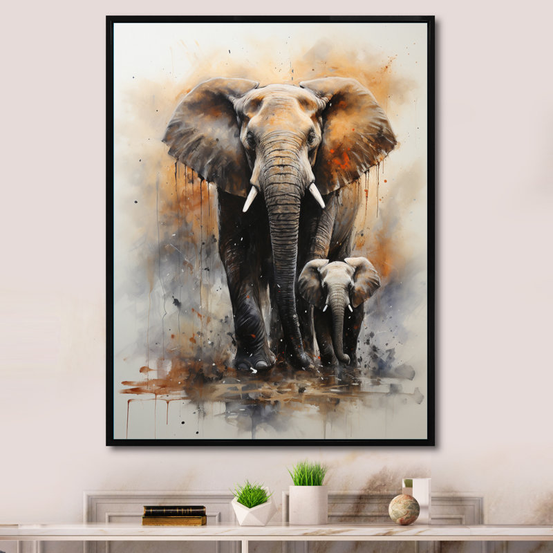 «Keehn Elephant Gentle Giants Elephants II», reproduction sur toile encadrée, H 32 po x l 24 po x P 1 po, Cadre flottant noir