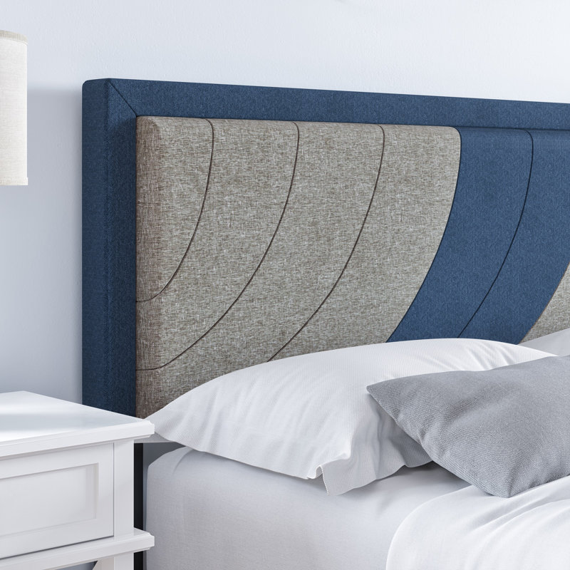 Lit plateforme tapissier Sleep Head, Bleu / gris, Grand