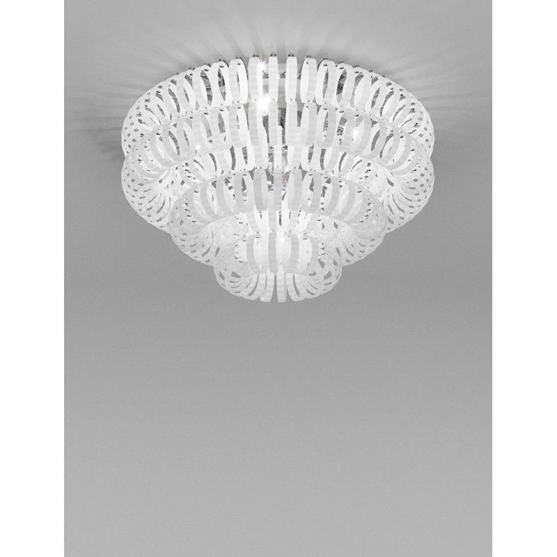 Ecos Ceiling Lamp 90 Crystal Striped Glass Matt Bronze 2 E26 Ul, Glossy Chrome, White Striped