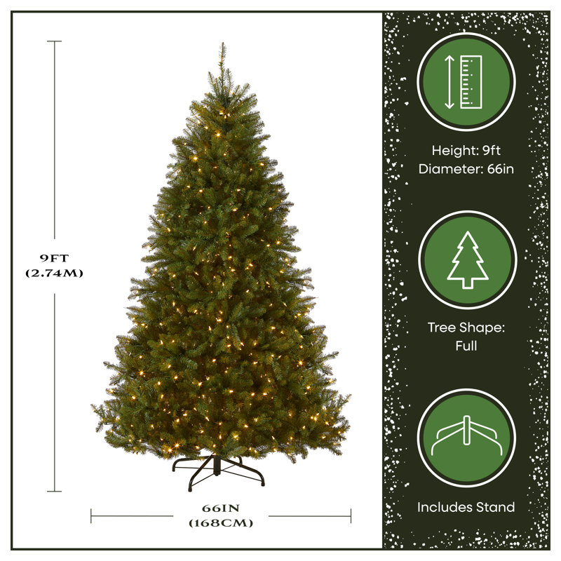 Dunhill 9' Green Fir Artificial Christmas Tree with 900 Color + Clear Lights