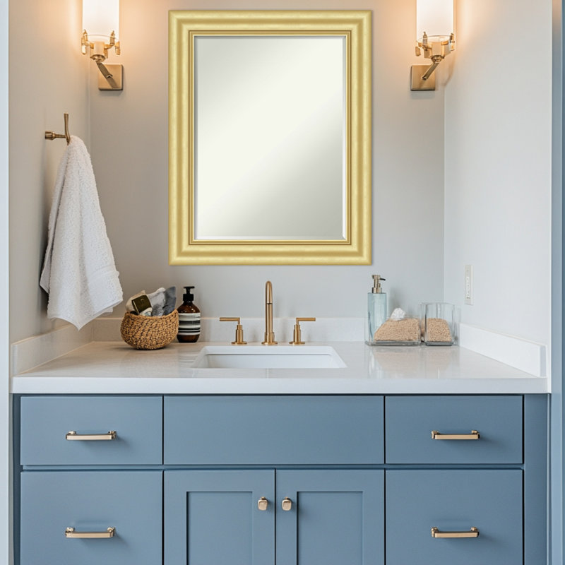 Miroir mural pour salle de bain Sophia, Doré
