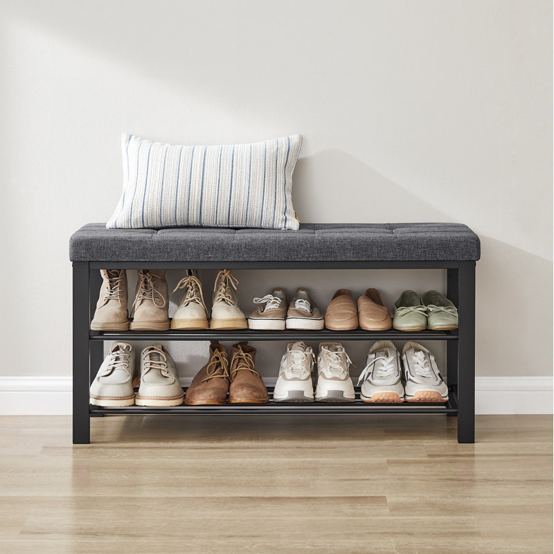 Shoe Storage Bench, Dark Gray/Ink Black