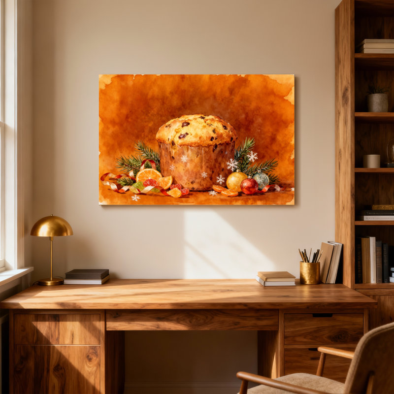 Gâteau de Noël avec oranges et branches de pin, H 12 po x l 18 po