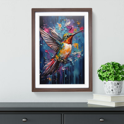 Hummingbird Expressionism No.2 - Single Picture Frame Print on Wood