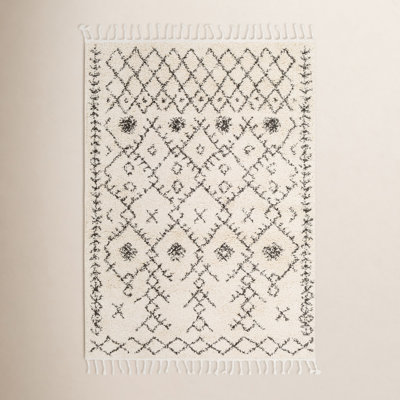 Mossy Charcoal Beige Moroccan Rug