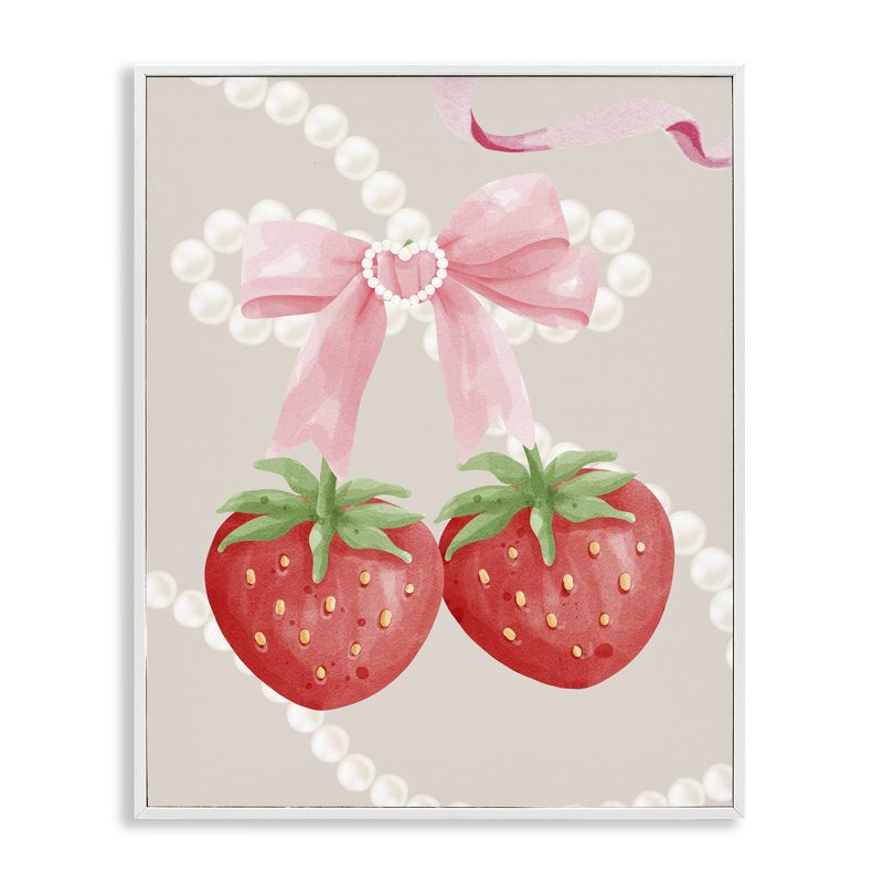 Giclée féminine aux fraises encadrée, design par Jesse Keith, H 30 po x l 24 po, Estampe numérique encadrée blanc bord de mer