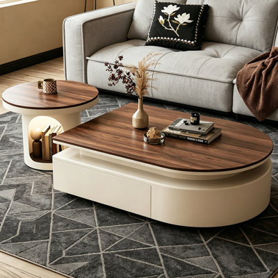 Retro Storage Coffee Table Set Carbon Steel Base